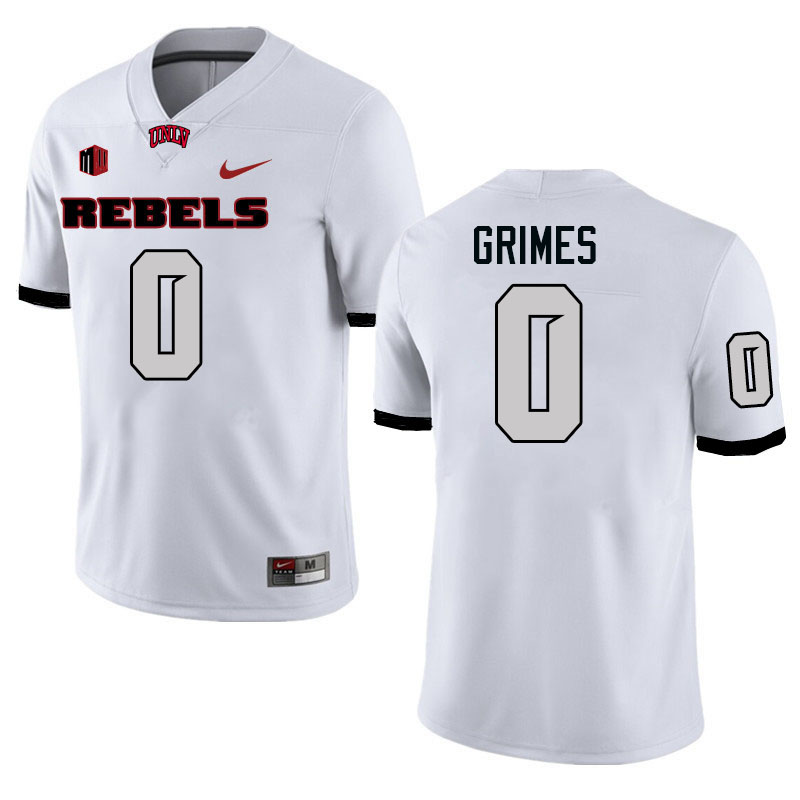 Men #0 Tony Grimes UNLV Rebels College Football Jerseys Stitched-White